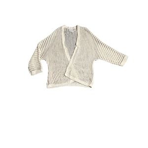 Jones New York linen white 3/4 sleeve open knit shawl sweater size medium